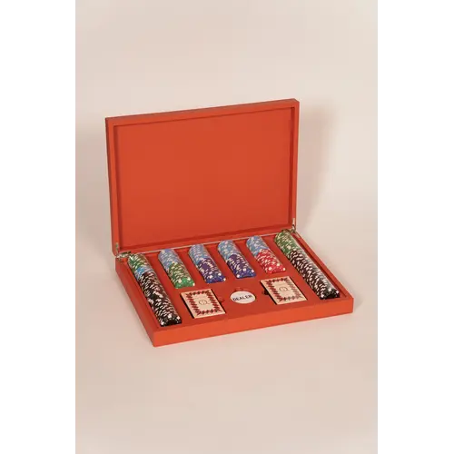 House of Nobilique Poker Set Orange - Deluxe Poker Set with 300 Professional Chips in Leather Case House of Nobilique Poker Set Orange - Deluxe Poker Set with 300 Professional Chips in Leather Case