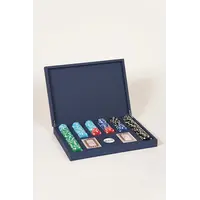 Poker Set Deep Blue – Luxe Poker Set met 300 Professionele Weighted Chips in Leren Case