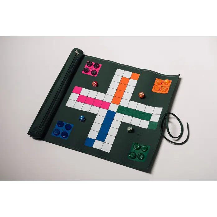 House of Nobilique Roll Up Ludo Green - Deluxe Leather Man Don't Worry Travel Set (44 x 39 cm)