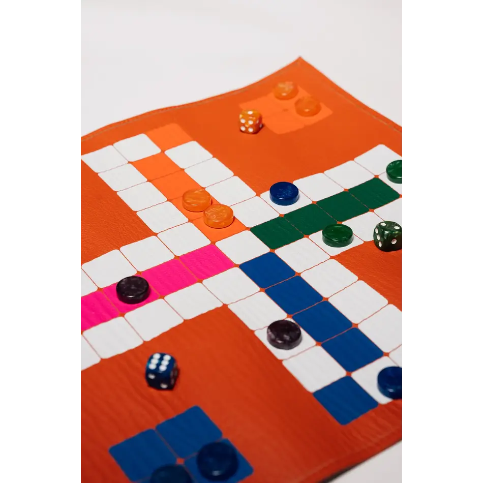 House of Nobilique Roll Up Ludo Orange - Deluxe Leather Aggravation Travel Set (44 x 39 cm) House of Nobilique Roll Up Ludo Orange - Deluxe Leather Aggravation Travel Set (44 x 39 cm)