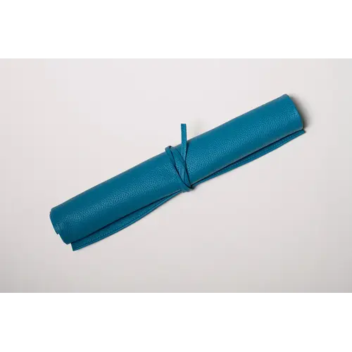 House of Nobilique Roll Up Ludo Azure Blue - Deluxe Leather Mens Erger Je Niet Travel Set (44 x 39 cm)