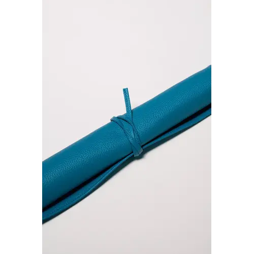 House of Nobilique Roll Up Ludo Azure Blue - Deluxe Leather Mens Erger Je Niet Travel Set (44 x 39 cm)