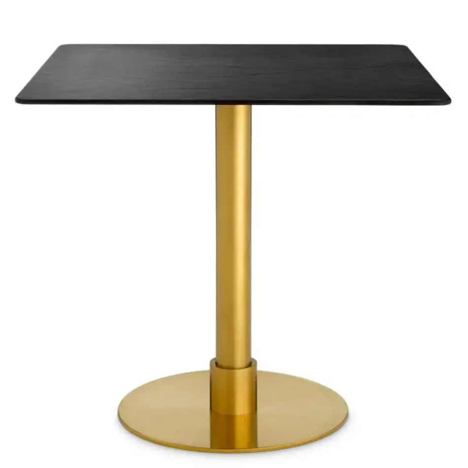 Eichholtz Eichholtz Terzo Square Dining Table - Square | Brushed Brass Base | Ceramic Top in Slate Look Eichholtz Eichholtz Terzo Square Dining Table - Square | Brushed Brass Base | Ceramic Top in Slate Look