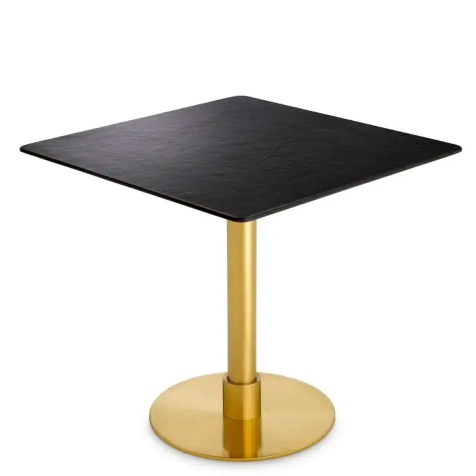 Eichholtz Eichholtz Terzo Square Dining Table - Square | Brushed Brass Base | Ceramic Top in Slate Look Eichholtz Eichholtz Terzo Square Dining Table - Square | Brushed Brass Base | Ceramic Top in Slate Look