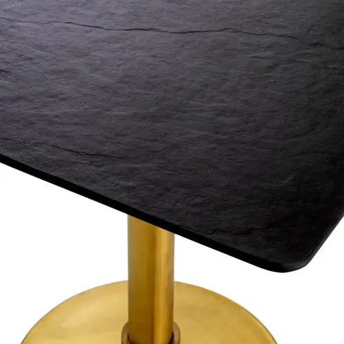 Eichholtz Eichholtz Terzo Square Dining Table - Square | Brushed Brass Base | Ceramic Top in Slate Look Eichholtz Eichholtz Terzo Square Dining Table - Square | Brushed Brass Base | Ceramic Top in Slate Look