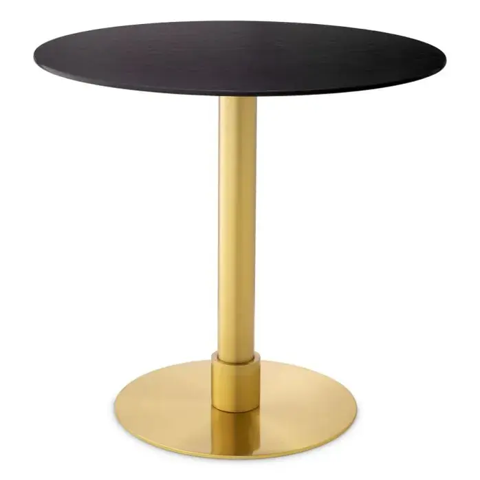 Eichholtz Eichholtz Terzo Round Dining Table - Round | Brushed Brass Base | Ceramic Top in Slate Look