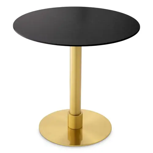 Eichholtz Eichholtz Terzo Round Dining Table - Round | Brushed Brass Base | Ceramic Top in Slate Look