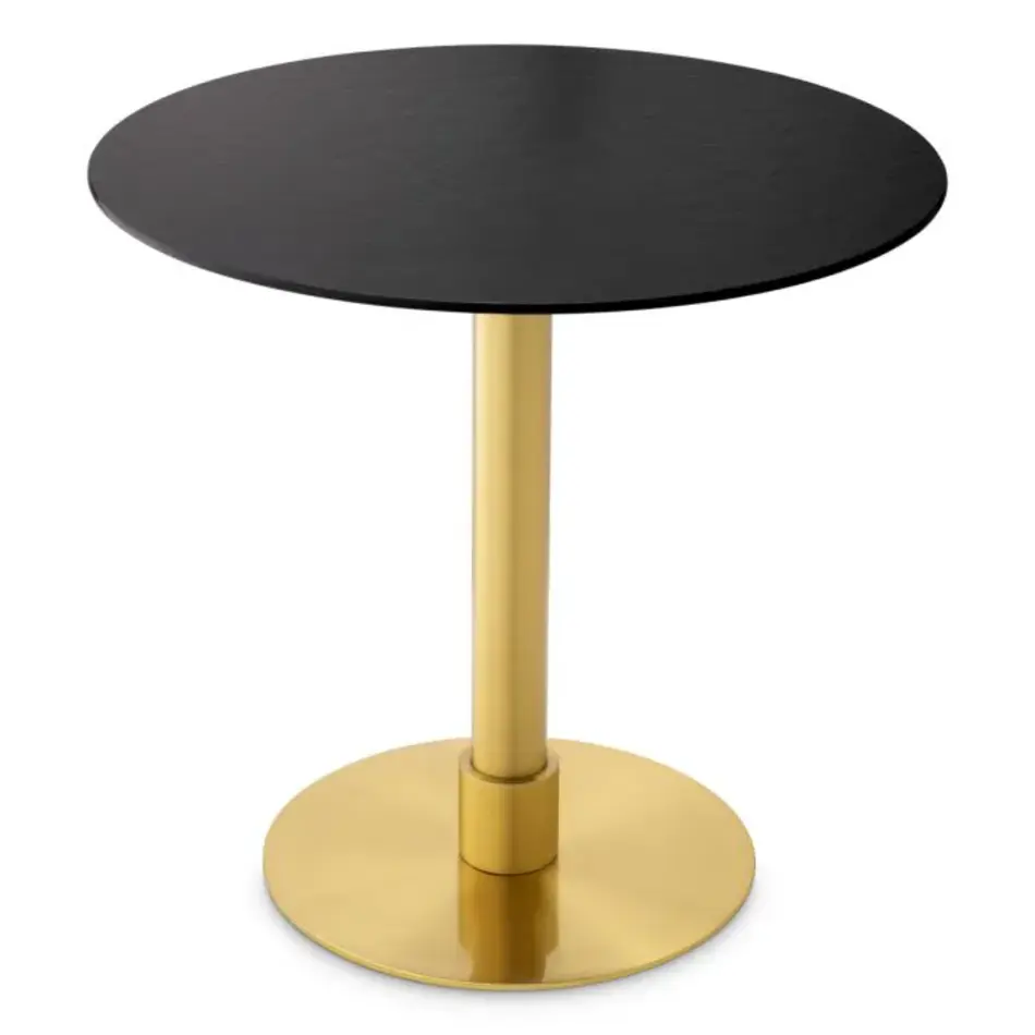 Eichholtz Eichholtz Terzo Round Dining Table - Round | Brushed Brass Base | Ceramic Top in Slate Look