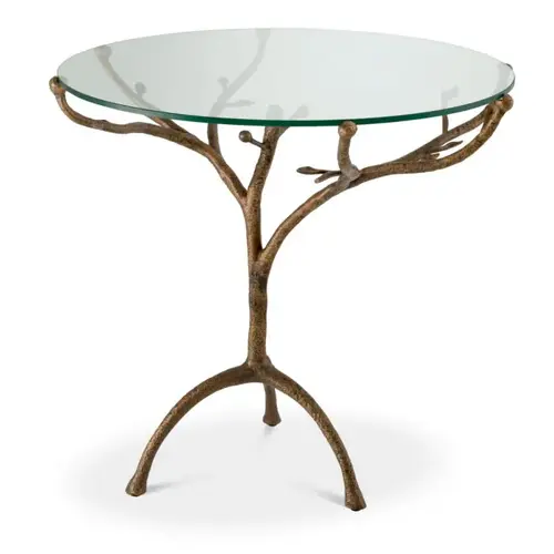 Eichholtz Eichholtz Christophe Centre Table - Vintage Brass | Round Glass Top | Sculptural Base