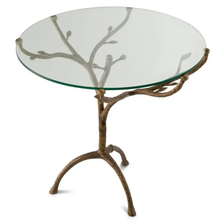 Eichholtz Eichholtz Christophe Centre Table - Vintage Brass | Round Glass Top | Sculptural Base