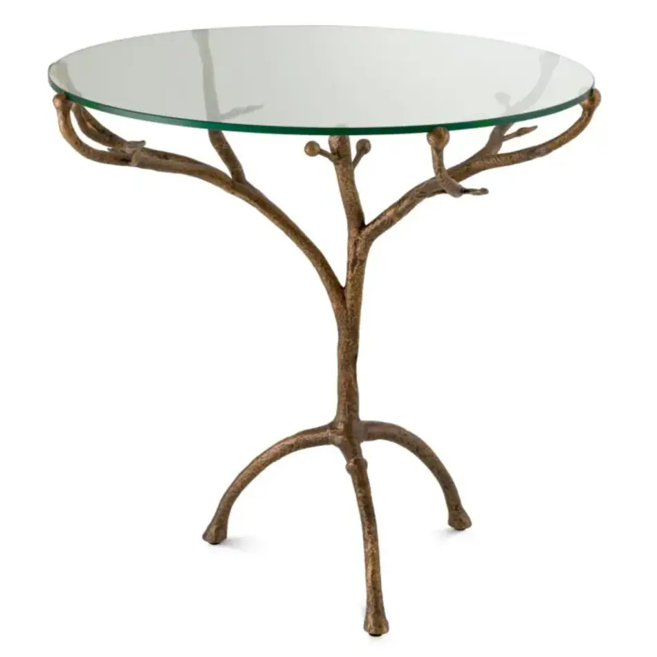 Eichholtz Eichholtz Christophe Centre Table - Vintage Brass | Round Glass Top | Sculptural Base