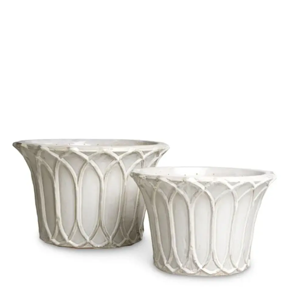 Eichholtz Iverson Outdoor Planter Set of 2 - Light Gray Ceramic | Durable & Stylish