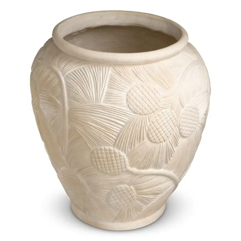 Eichholtz Yasmine Outdoor Planter - Cream | Fiberglass | Sculptural Design