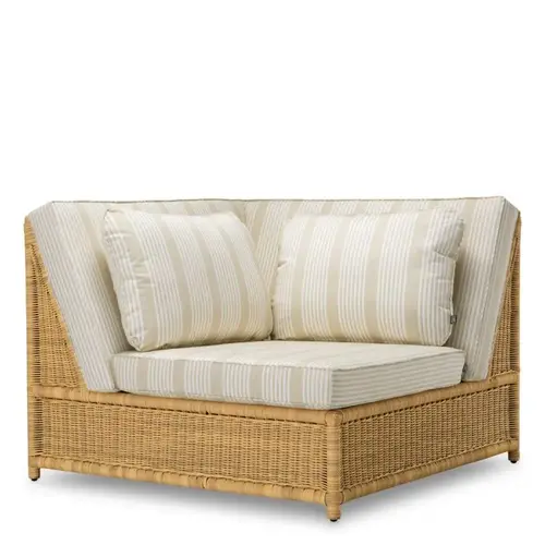 Eichholtz Hampton Outdoor Modular Hoekstoel – Faux Rattan | Saville Beige Gestreept