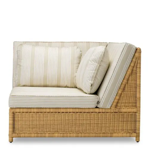 Eichholtz Hampton Outdoor Modular Hoekstoel – Faux Rattan | Saville Beige Gestreept