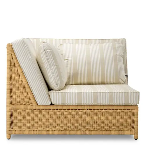 Eichholtz Hampton Outdoor Modular Hoekstoel – Faux Rattan | Saville Beige Gestreept