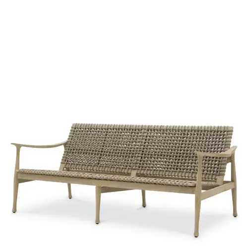 Eichholtz Manzo Outdoor Sofa - Aged Teak | Greige Rope | Luxury Lounge Design