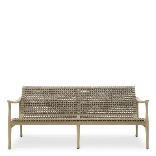 Eichholtz Manzo Outdoor Sofa - Aged Teak | Greige Rope | Luxury Lounge Design