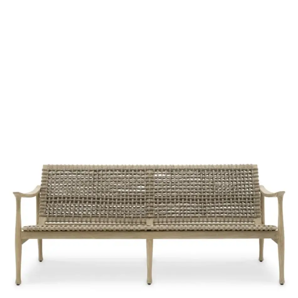 Eichholtz Manzo Outdoor Sofa - Aged Teak | Greige Rope | Luxury Lounge Design
