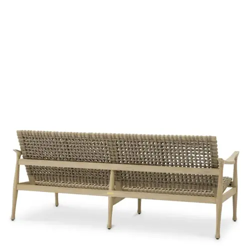 Eichholtz Manzo Outdoor Sofa - Aged Teak | Greige Rope | Luxury Lounge Design