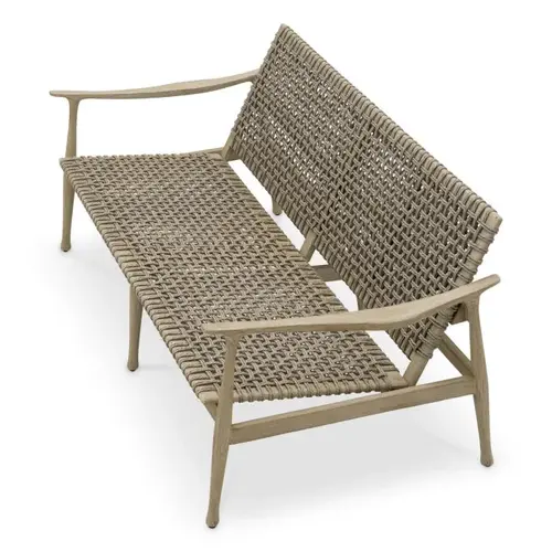 Eichholtz Manzo Outdoor Sofa - Aged Teak | Greige Rope | Luxury Lounge Design