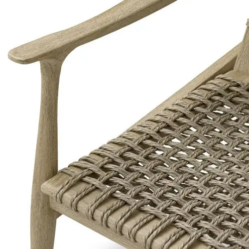 Eichholtz Manzo Outdoor Sofa - Aged Teak | Greige Rope | Luxury Lounge Design