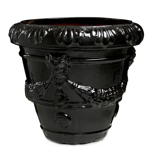 Eichholtz Toulon Outdoor Planter - Black Ceramic | Sculptural & Elegant