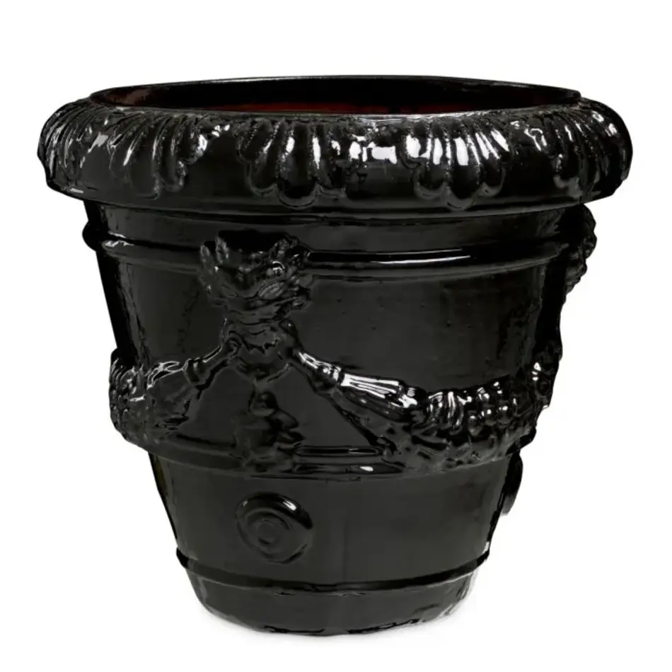 Eichholtz Toulon Outdoor Planter - Black Ceramic | Sculptural & Elegant