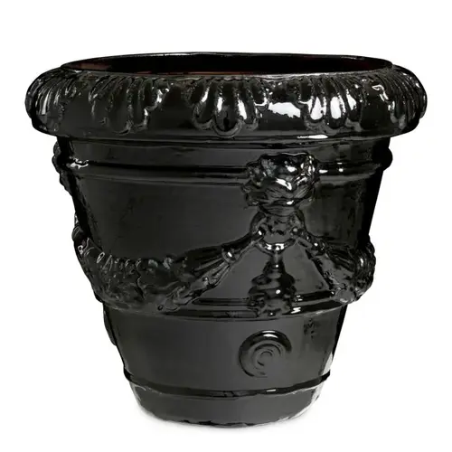 Eichholtz Toulon Outdoor Planter - Black Ceramic | Sculptural & Elegant