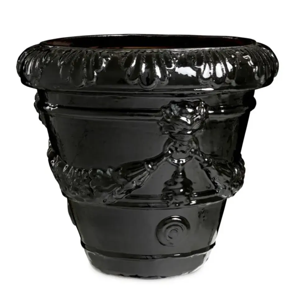 Eichholtz Toulon Outdoor Planter - Black Ceramic | Sculptural & Elegant