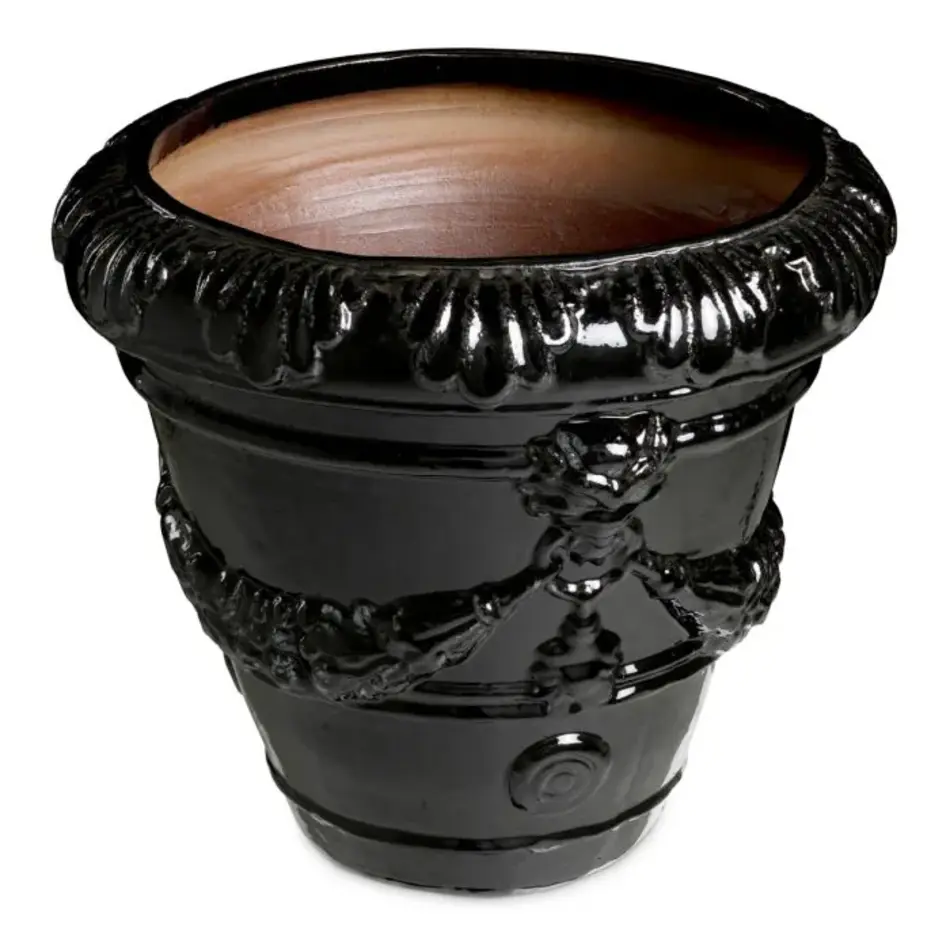 Eichholtz Toulon Outdoor Planter - Black Ceramic | Sculptural & Elegant