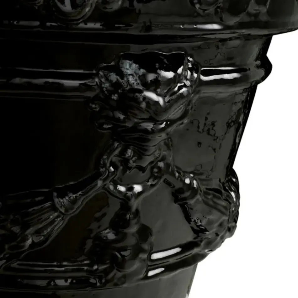 Eichholtz Toulon Outdoor Planter - Black Ceramic | Sculptural & Elegant