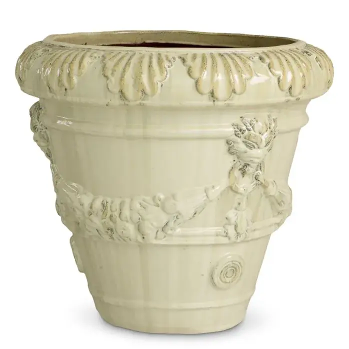 Eichholtz Toulon Outdoor Planter - Sand-colored Ceramic | Sculptural & Elegant
