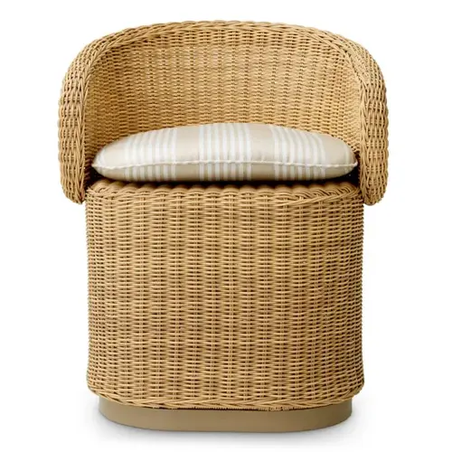 Eichholtz San Remo Outdoor Dining Chair - Faux Rattan | Saville Beige Striped