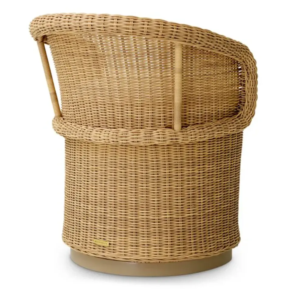 Eichholtz San Remo Outdoor Dining Chair - Faux Rattan | Saville Beige Striped