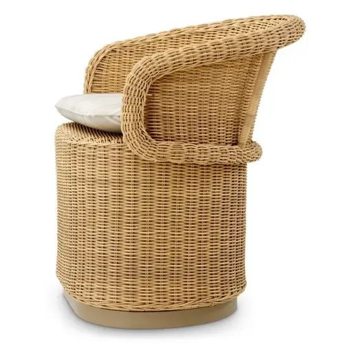 Eichholtz San Remo Outdoor Dining Chair - Faux Rattan | Saville Beige Striped