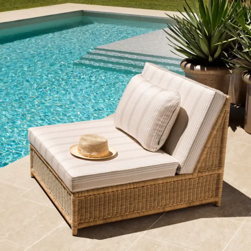Eichholtz Hampton Outdoor Modular Chair – Faux Rattan | Saville Beige Gestreept