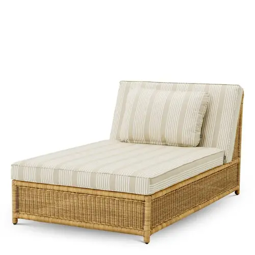 Eichholtz Hampton Outdoor Modular Daybed - Faux Rattan | Saville Beige Striped