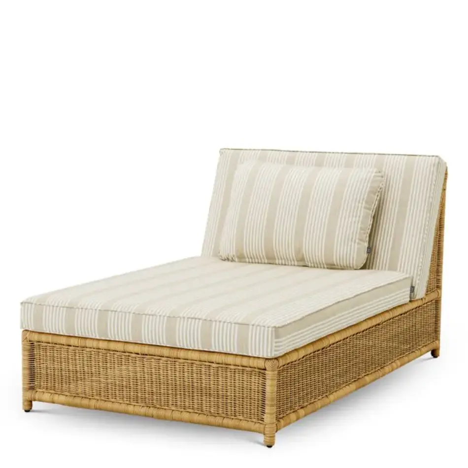 Eichholtz Hampton Outdoor Modular Daybed - Faux Rattan | Saville Beige Striped
