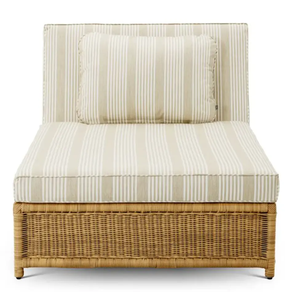 Eichholtz Hampton Outdoor Modular Daybed - Faux Rattan | Saville Beige Striped