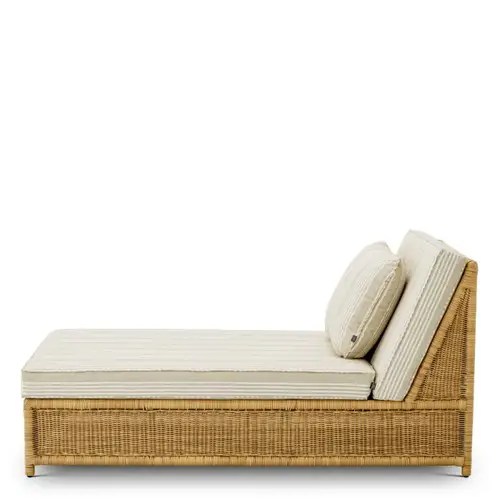 Eichholtz Hampton Outdoor Modular Daybed - Faux Rattan | Saville Beige Striped