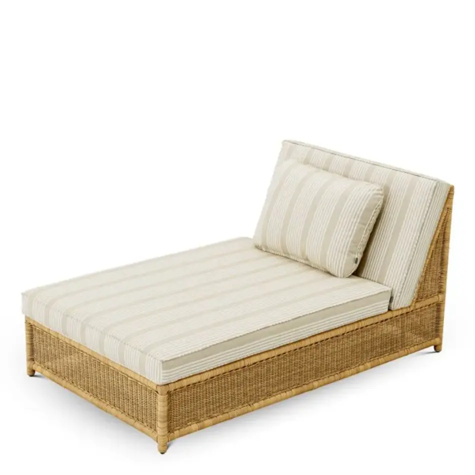 Eichholtz Hampton Outdoor Modular Daybed - Faux Rattan | Saville Beige Striped