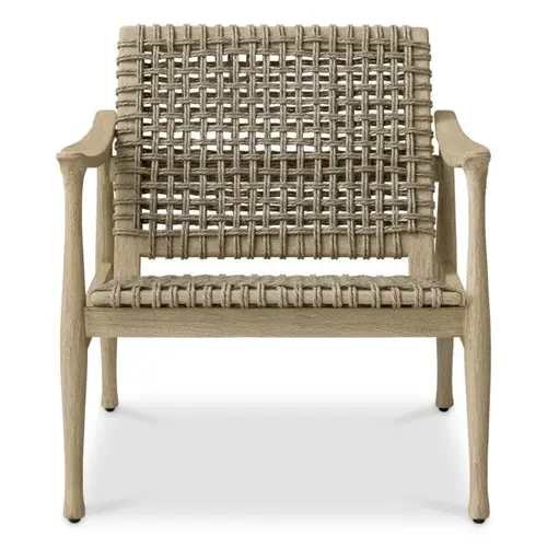 Eichholtz Manzo Outdoor Chair – Aged Teak | Greige Rope | Timeless & Weather-Resistant
