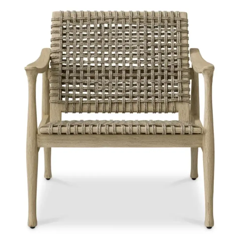 Eichholtz Manzo Outdoor Chair – Aged Teak | Greige Rope | Timeless & Weather-Resistant