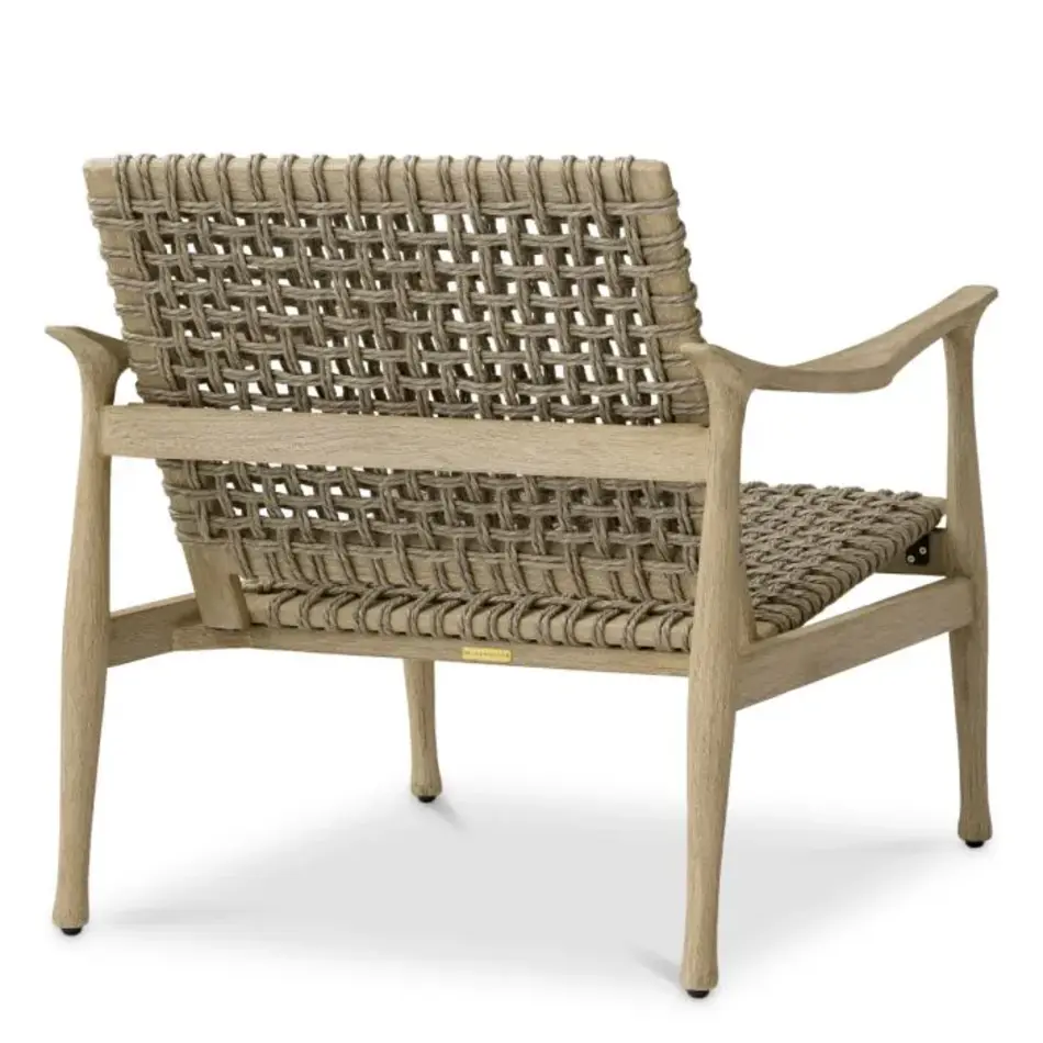 Eichholtz Manzo Outdoor Chair – Aged Teak | Greige Rope | Timeless & Weather-Resistant