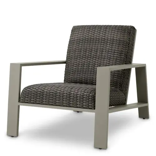 Eichholtz Belle Vue Outdoor Chair – Grijze Finish | Grey Faux Rattan | Elegant & Comfortabel