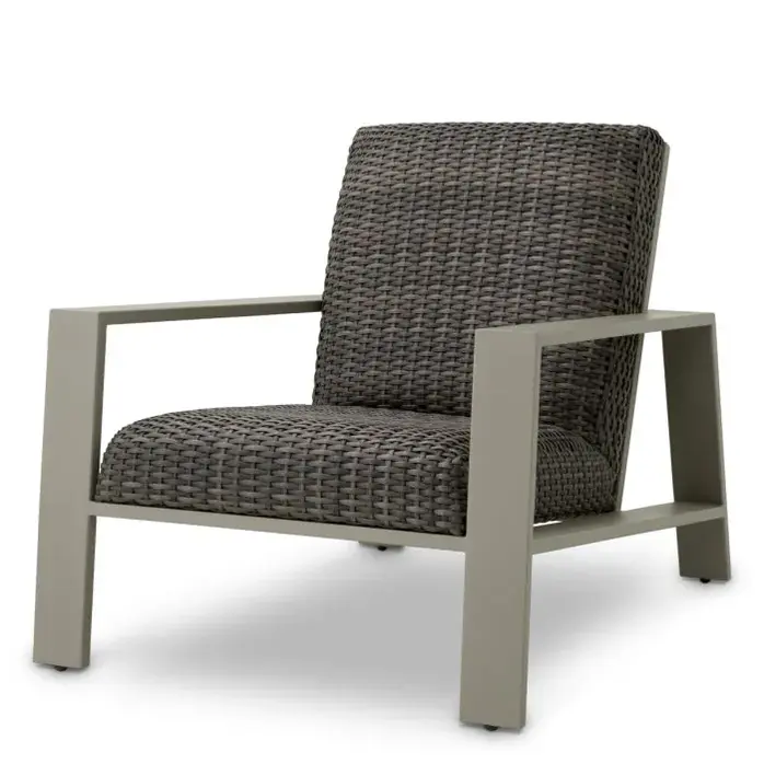 Eichholtz Belle Vue Outdoor Chair - Grey Finish | Grey Faux Rattan | Elegant & Comfortable