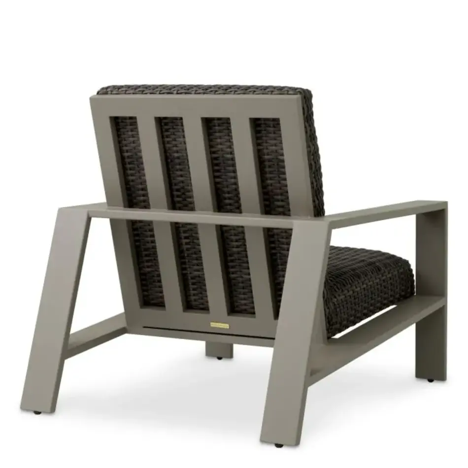 Eichholtz Belle Vue Outdoor Chair – Grijze Finish | Grey Faux Rattan | Elegant & Comfortabel