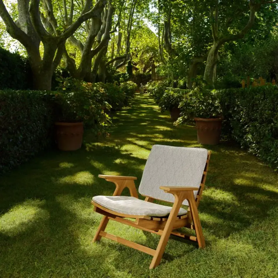 Eichholtz Oceanview Outdoor Chair - Natural Teak | Acento Black and White | Foldable Design