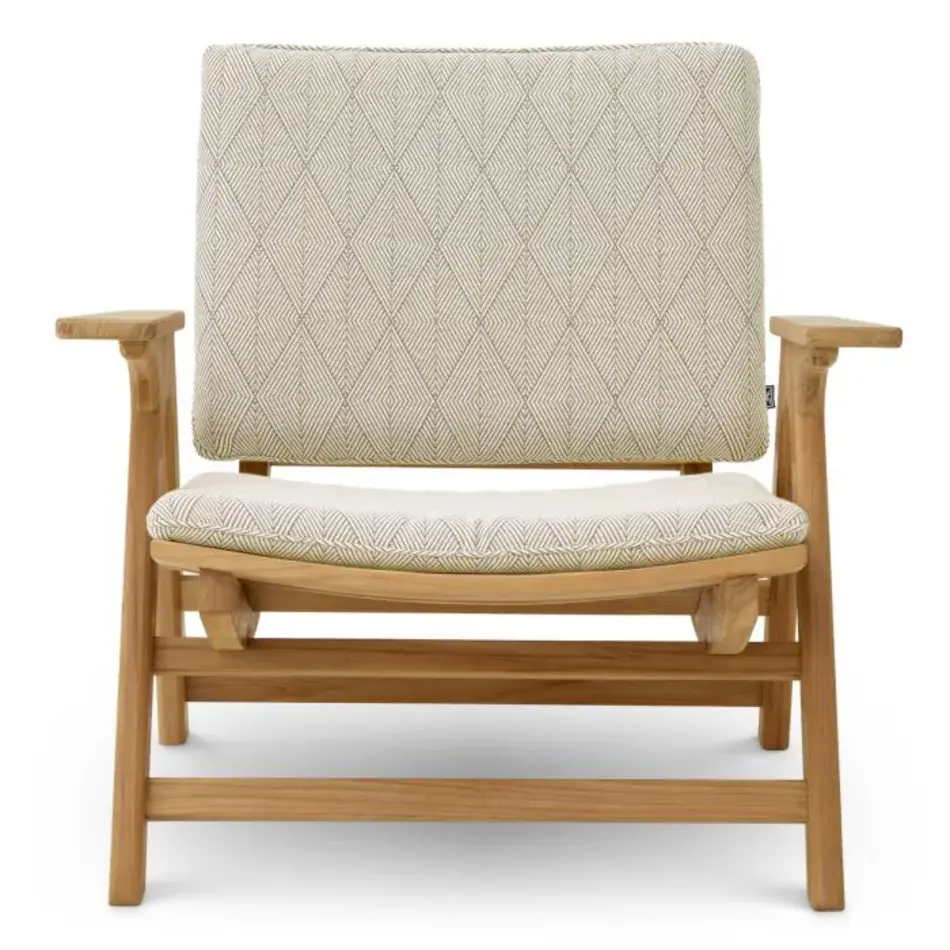 Eichholtz Oceanview Outdoor Chair - Natural Teak | Acento Black and White | Foldable Design